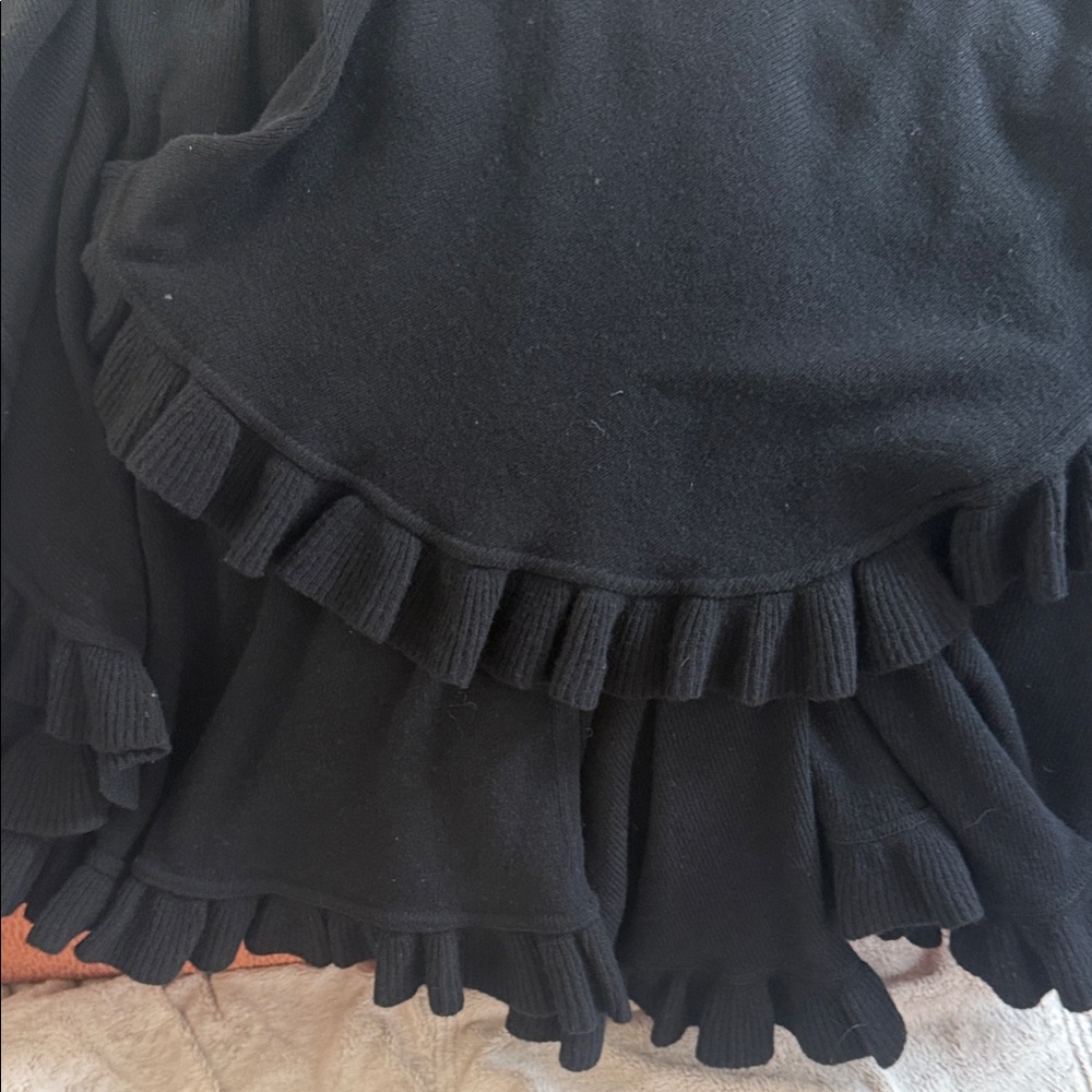 Women's Black Tiered Ruffle poncho shawl